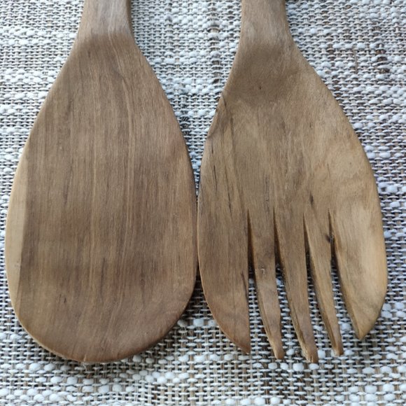 Vintage Hand Carved Wooden Zebra Spoon and Fork - Picture 11 of 14